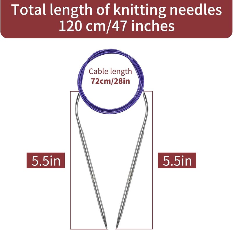 Soosui 9.0 mm Circular Knitting Needles US13 |47 inches/120 cm | for Beginners Knitting Shawls, Scarves, Blankets and Other Large Projects! - Image 2